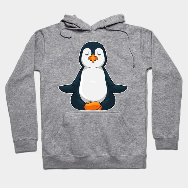 Penguin at Yoga Fitness in Sitting Hoodie by Markus Schnabel